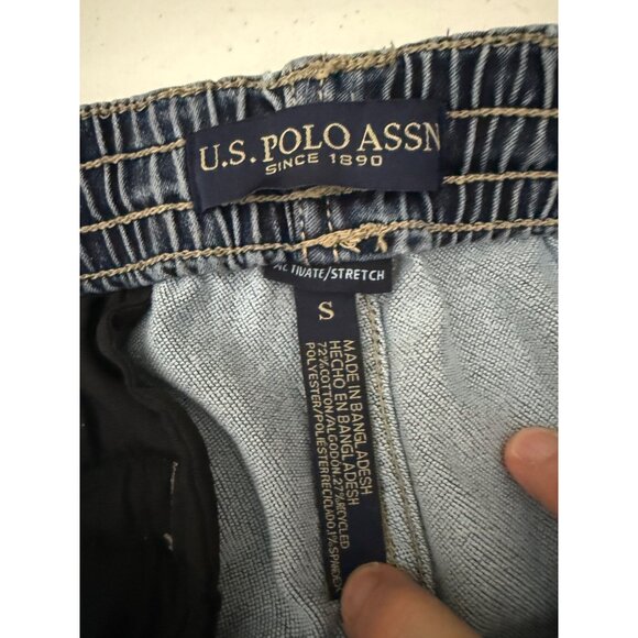 US Polo Assn Jean Shorts Womens Size Small Blue Denim Drawstring Waist - Picture 5 of 7